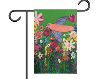 Garden Banner, garden flag, spread love flag, yard sign, housewarming gift, flower garden flag