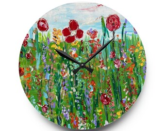 Acrylic Wall Clock, wildflower clock, kitchen clock