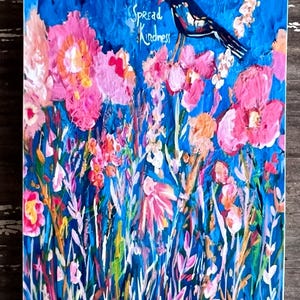 Flower magnet, reproduction print on wood, spread kindness, gift for her, whimsical magnet, magnet collector
