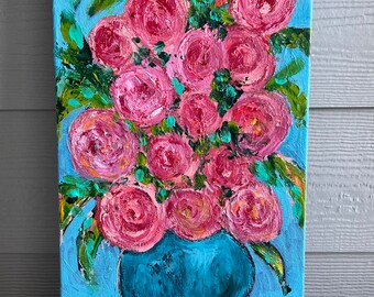 Abstract Flower painting ,original painting ,abstract roses, floral art,  original flower painting, 10 x 20,