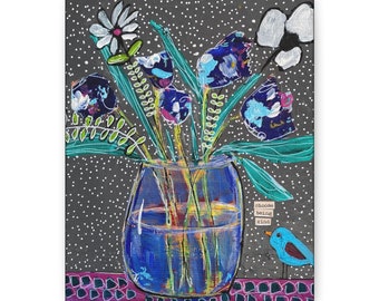 Canvas Gallery Wraps, floral reproduction, choose being kind, flowers in vase art