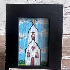 Church painting/original church art/white churches/original painting/acrylic painting/abstract art