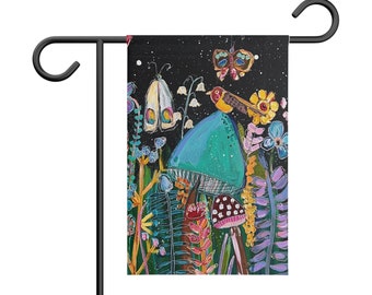 Garden Banner, yard sign, mushroom flag, housewarming gift, garden flag