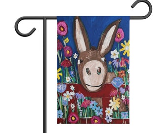 Garden Banner, garden flag, donkey yard sign, housewarming gift, donkey garden flag, donkey art flag