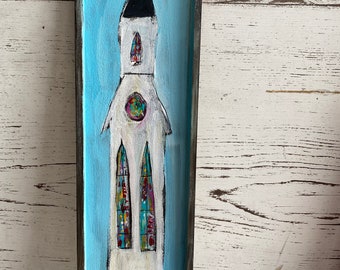 Church painting/original church art/white churches/original painting/acrylic painting/abstract art/