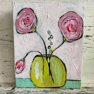 FLORAL ART painting, 8 x 10 deep profile gallery wrapped canvas, abstract art, fLOWER PAINTING original art