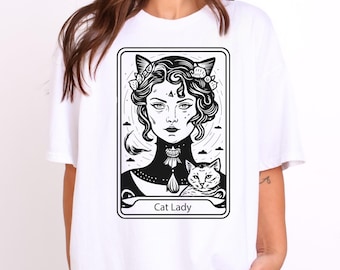 Cat Lady Tarot Card Shirt, Cat Lover Mom Shirt, Gift for Cat Lovers, Funny Cat Shirt Gift for Cat Lovers, Tarot Lover Gift