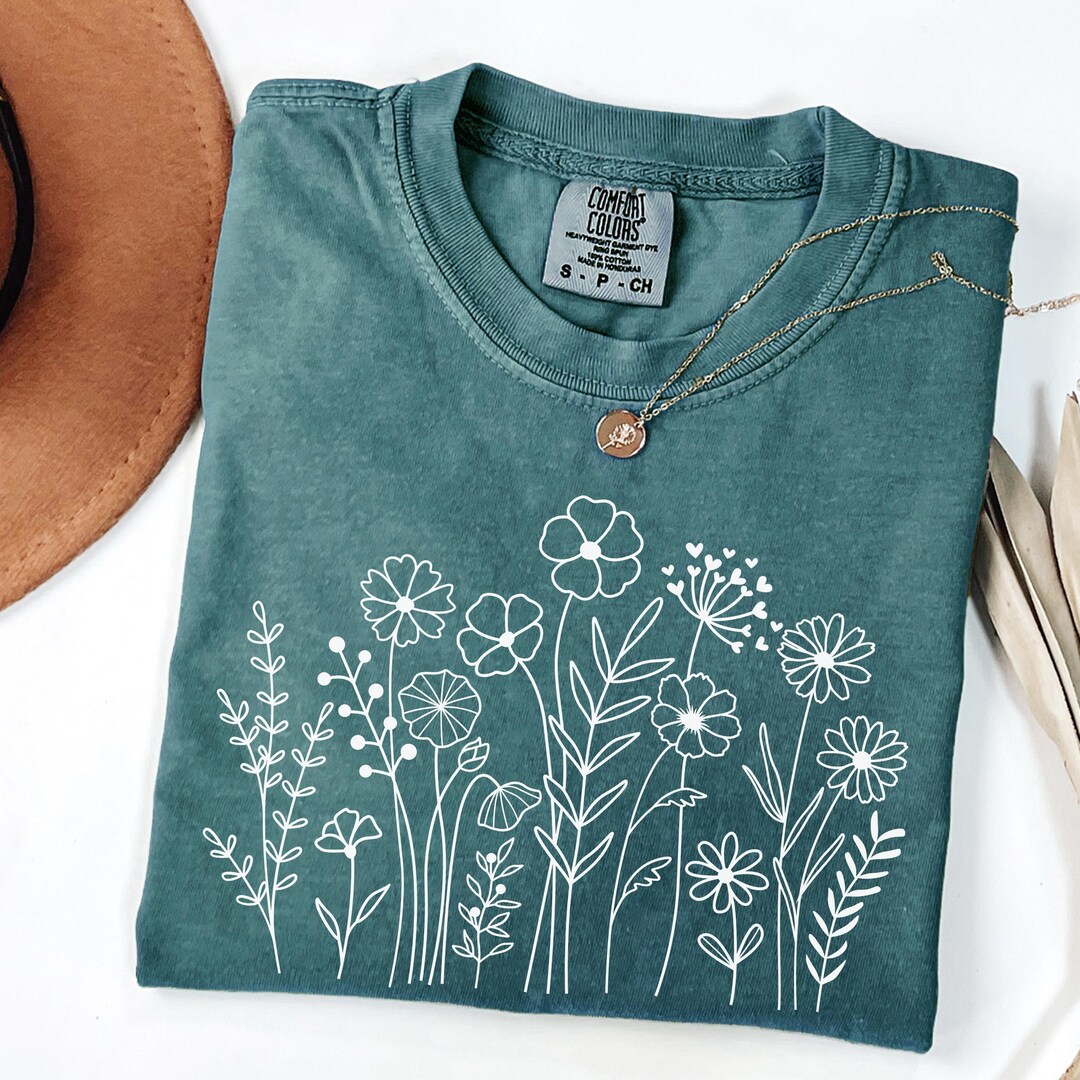Comfort Colors Wildflower Shirt: Floral Botanical Tee - Etsy