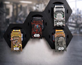 Soporte de pared hexagonal para medallas: soporte modular para medallas de carreras, maratones, triatlones y medallas de colección.
