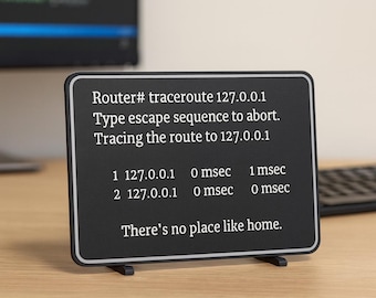 Regalo divertido para ingenieros de redes: Letrero de pared o escritorio "Traceroute 127.0.0.1" para geeks – Decoración de oficina tecnológica