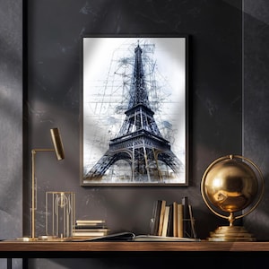 Eiffel Tower Line Art Print: Paris Landmark Sketch (Digital Download)