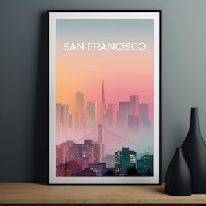 Pastel San Francisco Print: Golden Gate Bridge, Minimalist Cityscape (Digital Download)