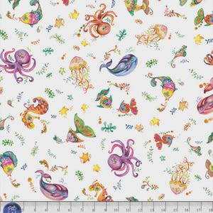 Ocean Life Kids Fabric, 100% Cotton Quilting Material, Sea Creatures Print, Marine Theme, Fabric by the Yard, P&B Textiles, Sea Quilting!
