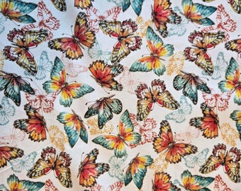 Butterfly Cotton Fabric: 3 Wishes Fall, Summer Butterflies Quilting Material