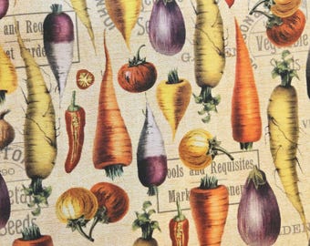 Vegetable Garden Fabric: Michael Miller 100% Cotton, Veggie Print