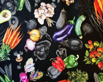 Vegetable Fabric: Michael Miller Cotton Quilting Veggie Food Garden Produce Material