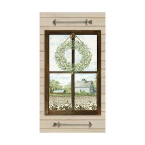 OUT THE WINDOW view fabric panel 24&quot; x 44&quot;, P&B Boutique, 100% cotton fabric, quilting fabric, barn fabric! Fast Free Shipping 35 dollars+!