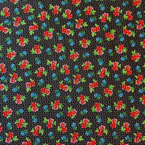 Red & Blue Posies Cotton Fabric - QT Fabrics Floral Cache Series