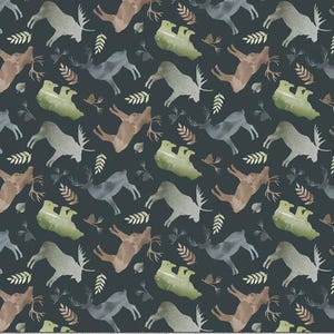 WILDLIFE ANIMALS lodge life fabric, P&B Textiles, 100% cotton fabric, moose outdoor fabric deer, quilting fabric! Free Shipping 35 dollars+!
