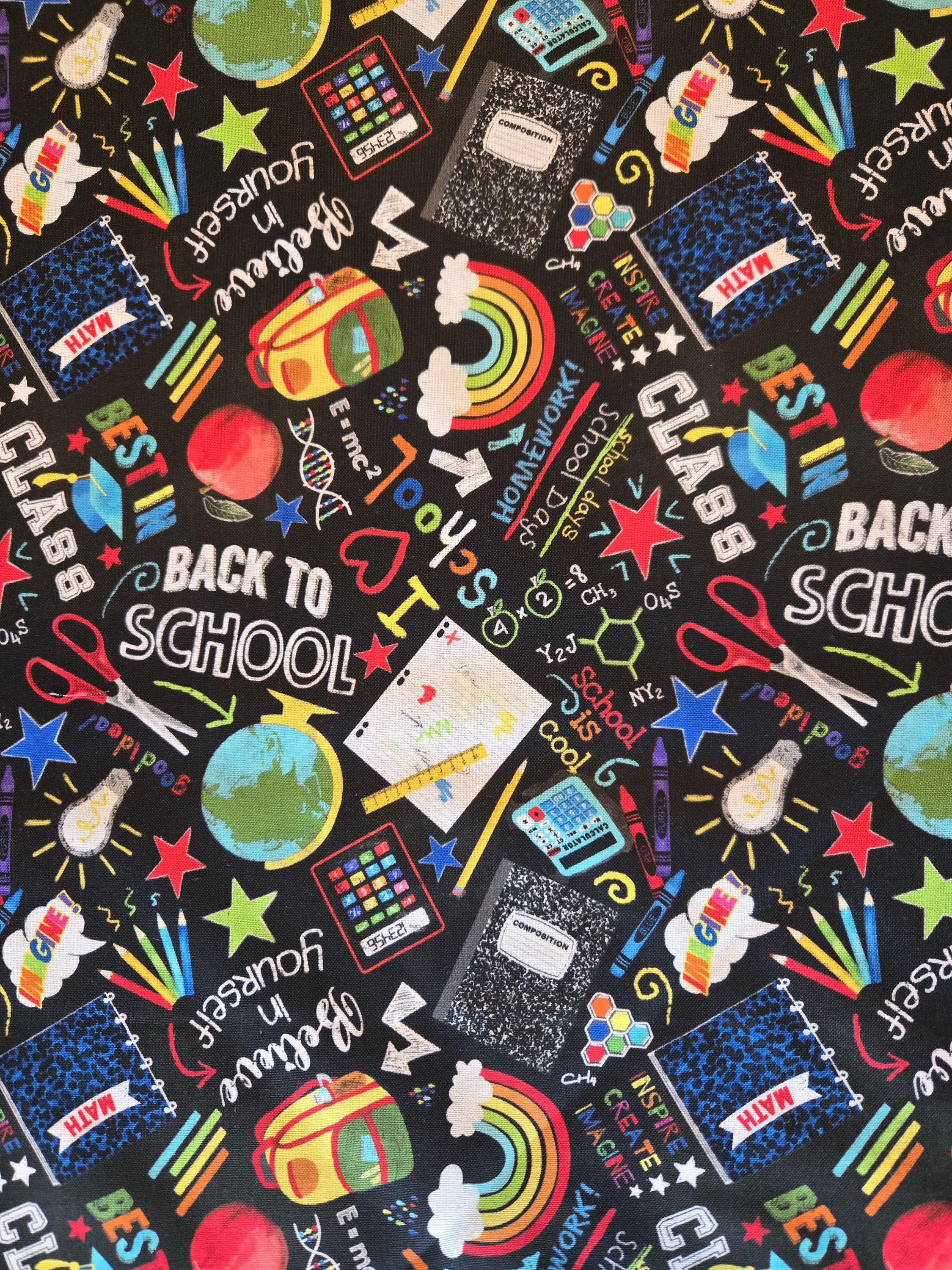 Back to School Fabric: Timeless Treasures Cotton Craft Material
