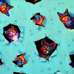 PEEK-A-BOO RAINBOW Cats Fabric by Timeless Treasures, 100% Cotton Quilting Fabric, Kitty and Feline Print, Home Decor, Novelty Print!