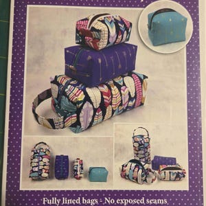 BOX BAGS pattern, DIY sewing tutorial, by Ticklegrass Designs, fabric bag patterns , travel bag pattern, Free Shipping!