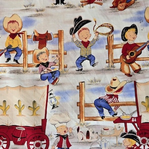 COWBOY FABRIC Michael Miller 100% Cotton Kids Quilting Novelty Lil Cowpokes Craft & Sewing Projects Cowboy Hats Fat Quarters!