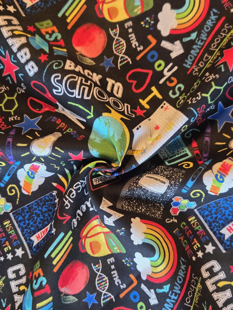 Back to School Fabric: Timeless Treasures Cotton Craft Material image 6