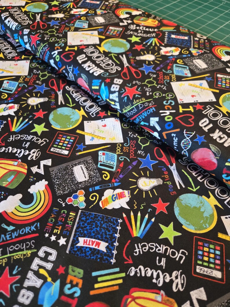 Back to School Fabric: Timeless Treasures Cotton Craft Material image 5