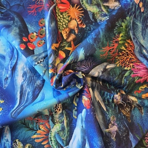 Under the Sea Cotton Fabric – Oasis Fabrics Ocean Life Quilting ...