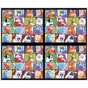 CAT CHAT fabric panel 17 1/2&quot;×21&quot; QT Fabrics, 100% cotton fabric, cat fabric, kitten fabric, quilting fabric! Free shipping 35 dollars +!