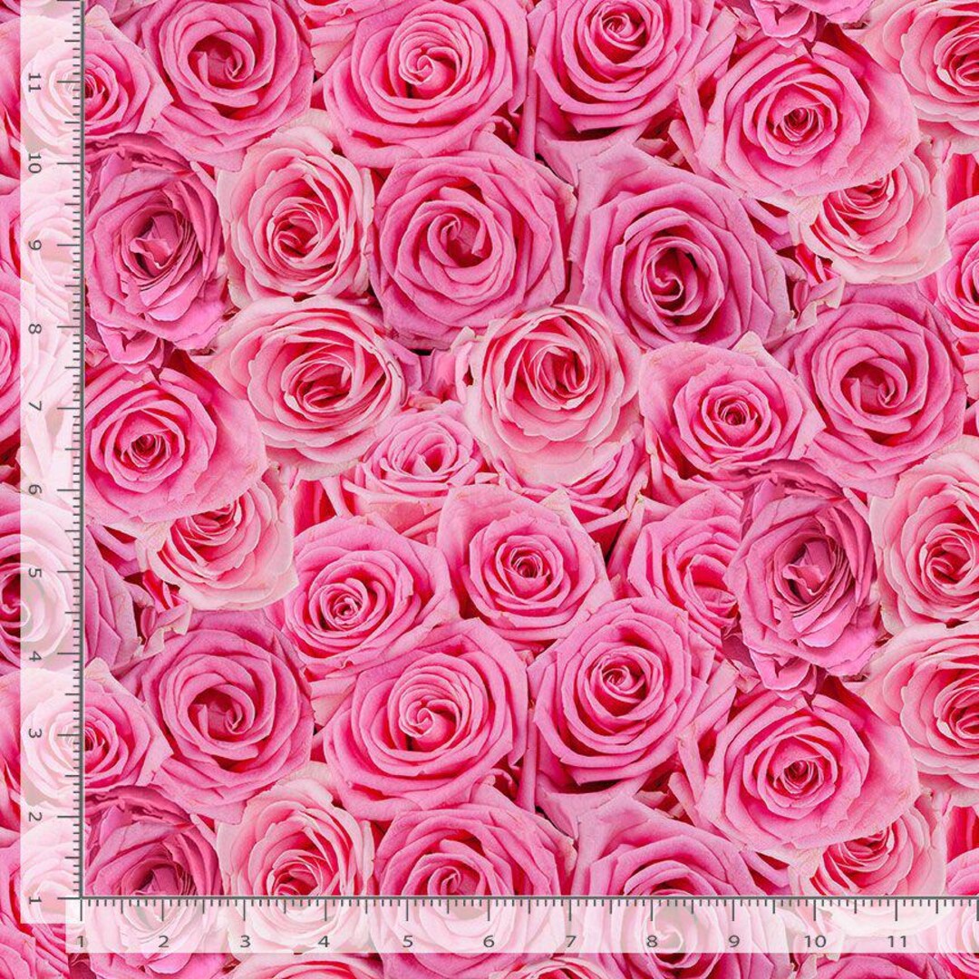PACKED FUCHSIA ROSES Fabric by Timeless Treasures – 100% Cotton Pink ...