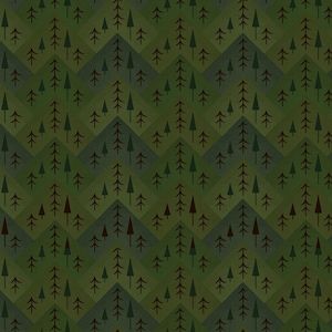 MOUNTAIN DESIGN green tree fabric, Henry Glass 100% cotton quilting material, forest pine zig zag outdoors, camping hiking fabric, novelty!