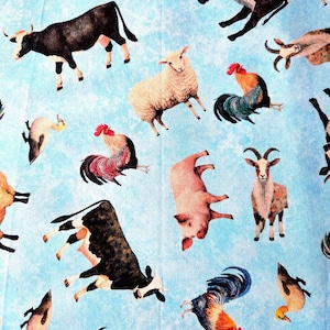 HEART of the FARM cotton fabric by QT Fabrics, 100% cotton fabric, farm fabric, animal fabric, pig fabric! Fast & Free shipping 35 dollars+!