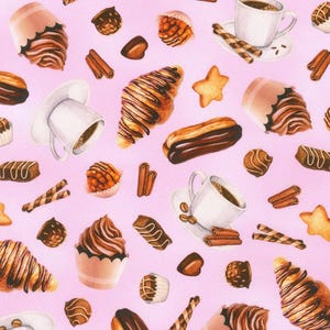 TASTY SWEETS and COFFEE fabric, Robert Kaufman, 100% cotton fabric, snack time fabric, quilting fabric, cupcake! Free Shipping 35 dollars+!