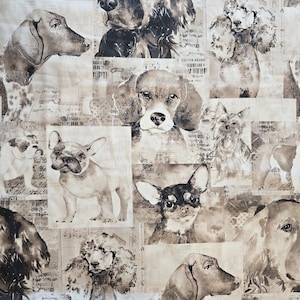 MULTI DOG breed collage fabric, Clothworks, 100% cotton fabric, dog fabric, quilting fabric, puppy fabric! Fast Free Shipping 35 dollars+!