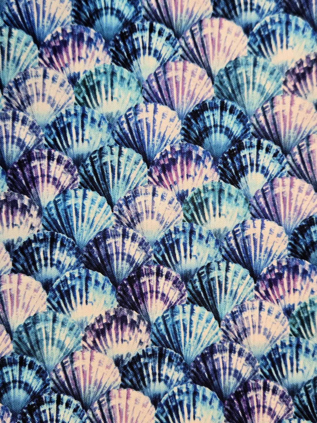 Salt Water, Cerulean Sea Shell Pattern Fabric, Hoffman Cotton Quilting ...