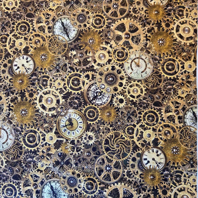 Gears, Clocks and Compass Cotton Fabric: in the Beginning Fabrics ...