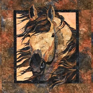 Toni Whitney Spring Storm Horse Quilt Pattern, DIY Mini Wall Hanging, Sewing Pattern for Horse Head & Flowing Mane, 24.5&quot; x 27 Free Shipping