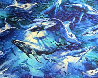 Whale Fabric: Oasis Quilting Cotton Under Water Ocean Deep Sea Material for Sewing Projects!