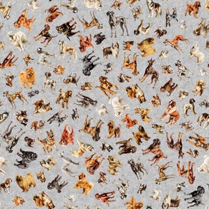 MULTI DOG Breed Quilting Fabric by QT Fabrics – 100% Cotton Puppy Doggy Print Material for Sewing & Crafts, Multiple Cuts Available!