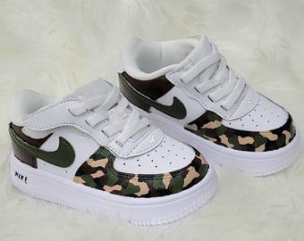 Custom Camo Air Force 1 | Personalized camouflage AF1 | Customized Toddler Shoes | Personalised Kids Shoes | Handpainted Air Force One