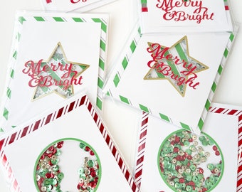 Stampin Up Merry and Bright 3D, cartolina di Natale pop-up shaker per bambini - Buone vacanze, auguri di buone feste, cartoline per alberi di Natale, coriandoli