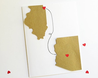 Personalized Miss You Card: Long Distance State Design