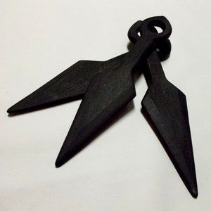 Training Kunai 3 Pc Set Shinobi Ninja Knife Tactical Hunting Japanese Replica Knives Black Manually Operated Sporting Goods