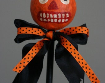 Folk Art Jack O'  Lantern on Stick