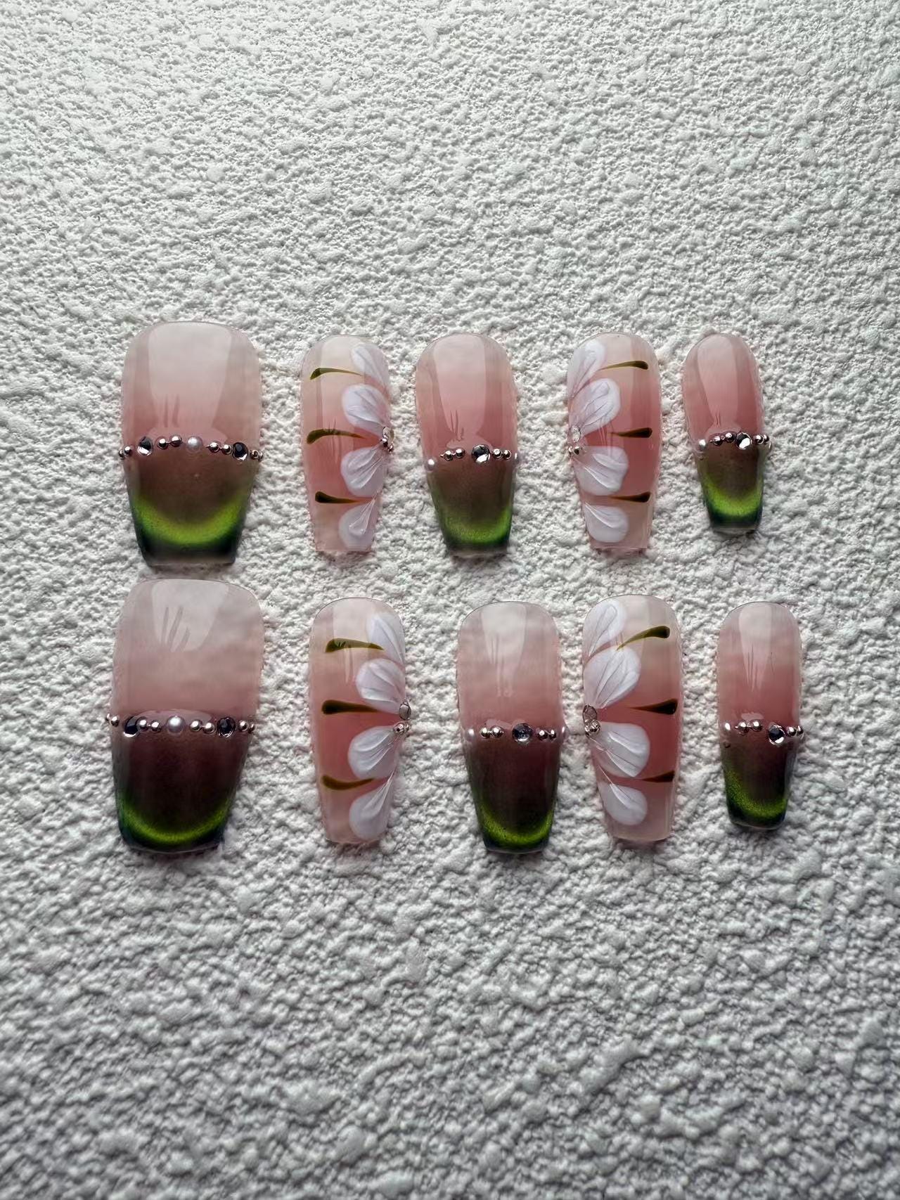 Reusable Woodland Fairy Florals | Premium Handmade Press on Nails Gel | Fake Nails | Cute Fun Colorful Gel Nail Artist faux nails