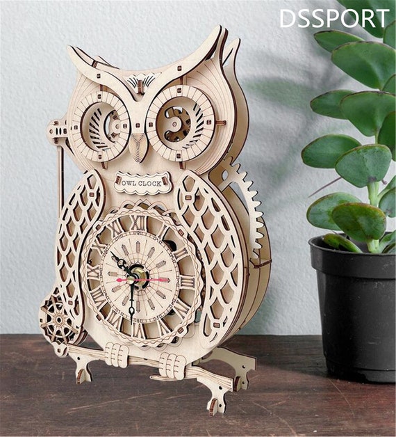 3D Three-dimensional Puzzle Wooden Owl Clock Difficult | Etsy