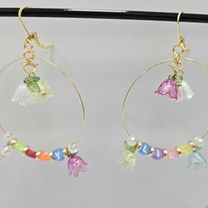 Personalized Beaded Charm Earrings, Colorful Hoop Earrings, Dangle Earrings, Dangle Hoops, Statement Earrings, Bright Hoops, Charm Earrings