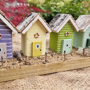 Escape to the Beach - Row of 5 miniature Beach huts...
